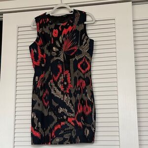 Tahari Cotton Abstract Print Dress, Size 12 Petite